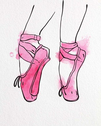 Ballet Shoes En Pointe Pink Watercolor Part I by Color Me Happy