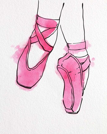 Ballet Shoes En Pointe Pink Watercolor Part II by Color Me Happy