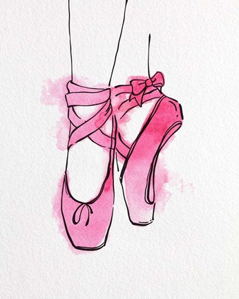 Ballet Shoes En Pointe Pink Watercolor Part III by Color Me Happy