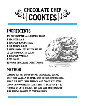Chocolate Chip Cookies Recipe White Background by Color Me Happy