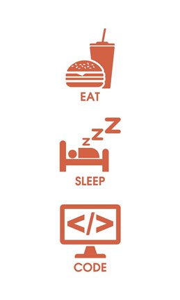 Eat Sleep Code - Orange Icons by Color Me Happy