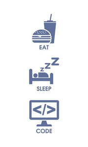 Eat Sleep Code - Blue Icons by Color Me Happy