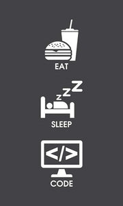 Eat Sleep Code - White Icons by Color Me Happy