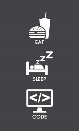 Eat Sleep Code - White Icons by Color Me Happy