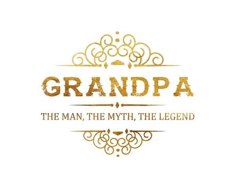 Grandpa: The Man, The Myth, The Legend - White and Gold by Color Me Happy