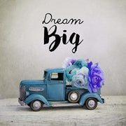Dream Big - Blue Truck and Flowers by Color Me Happy