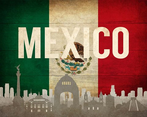 Mexico City, Mexico - Flags and Skyline by Take Me Away