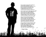 If by Rudyard Kipling - Man Silhouette White by Quote Master