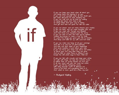 If by Rudyard Kipling - Man Silhouette Red by Quote Master