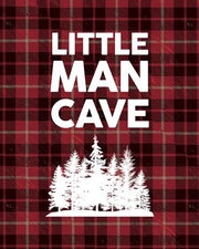 Little Man Cave - Trees Red Plaid Background by Color Me Happy