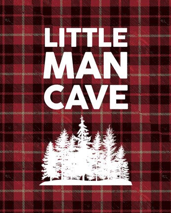 Little Man Cave - Trees Red Plaid Background by Color Me Happy
