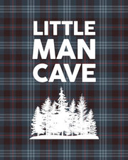 Little Man Cave - Trees Blue Plaid Background by Color Me Happy