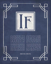 If by Rudyard Kipling - Ornamental Border Blue by Quote Master