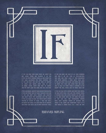 If by Rudyard Kipling - Ornamental Border Blue by Quote Master