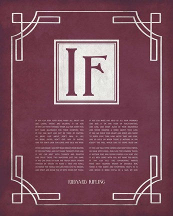If by Rudyard Kipling - Ornamental Border Red by Quote Master