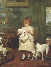 Girl with Dogs by Charles Burton Barber