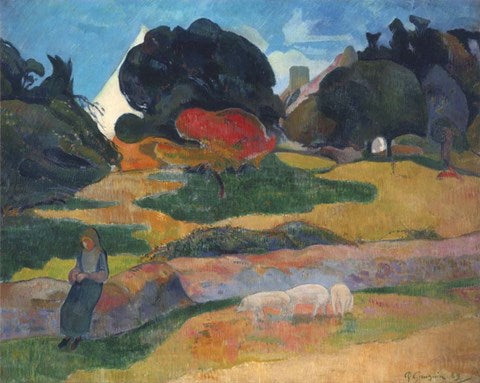 Girl Herding Pigs, 1889 by Paul Gauguin