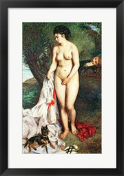 Bather with a Griffon dog, 1870 by Pierre-Auguste Renoir