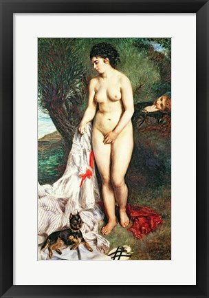 Bather with a Griffon dog, 1870 by Pierre-Auguste Renoir