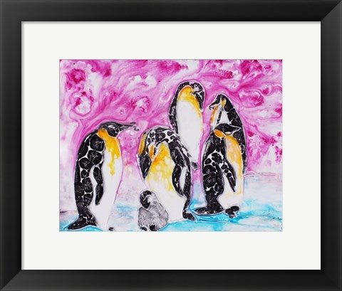 Penguins Under Magenta Sky by Natalie Talocci