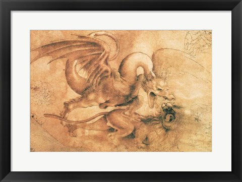 Fight between a Dragon and a Lion by Leonardo Da Vinci