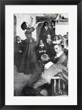 Anne Hutchinson Preaching in her House in Boston, 1637, illustration from 'Colonies and Nation by Howard Pyle