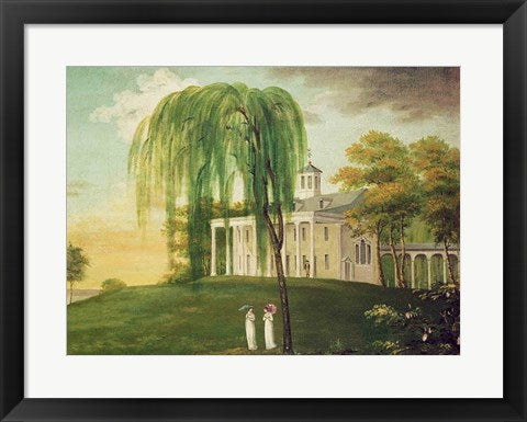 President George Washington on the porch of his house at Mount Vernon