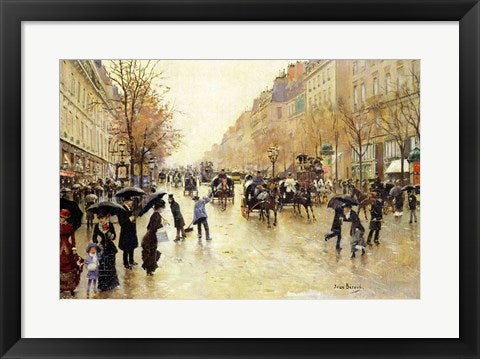 Boulevard Poissonniere in the Rain by Jean Beraud