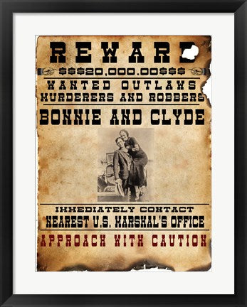 Bonnie and Clyde Wanted Poster