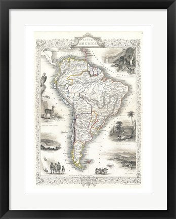1850 Tallis Map of South America