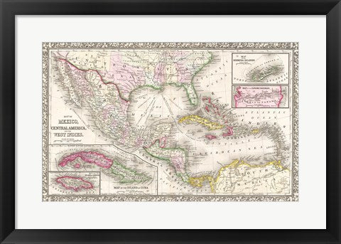 1866 Mitchell Map of Mexico and the West Indies