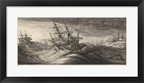 Wenceslas Hollar - Warships and a Spouting Whale