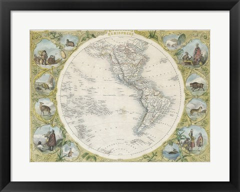 1850 Tallis Map of the Western Hemisphere