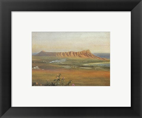 Edward Clifford (1844-1907) - 'DiamondHead, Honolulu', watercolor painting, 1888