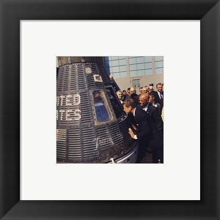JFK Inspects Mercury Capsule