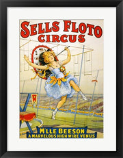 Floto Circus Presents M'lle Beeson, a marvelous high wire Venus, Performance Poster,1921