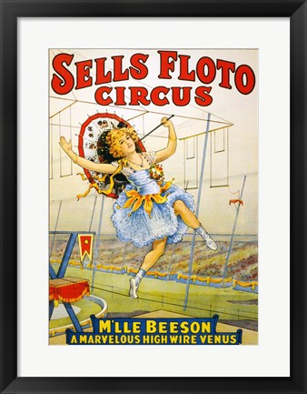 Floto Circus Presents M'lle Beeson, a marvelous high wire Venus, Performance Poster,1921