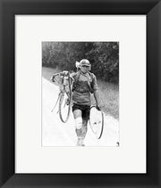 Italian Giusto Cerutti has a broken wheel after a fall. Tour de France 1928
