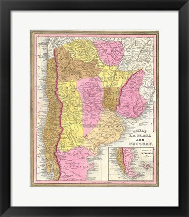 1846 Burroughs - Mitchell Map of Argentina, Uruguay, Chili in South America