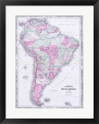 1863 Johnson's Map of South America