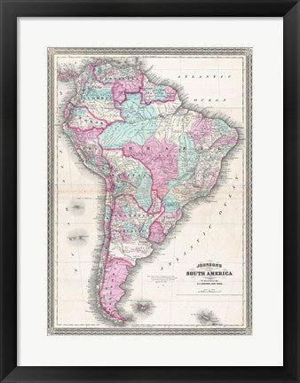 1870 Johnson Map of South America