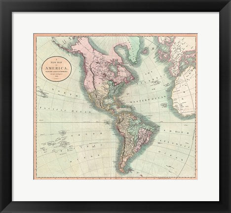 1806 Cary Map of the Western Hemisphere