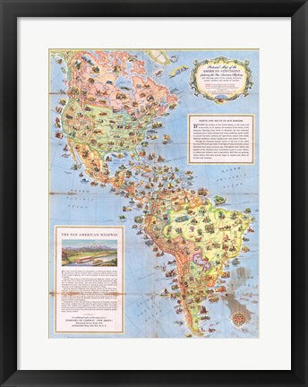 1930 Pictorial Map of North America and South America