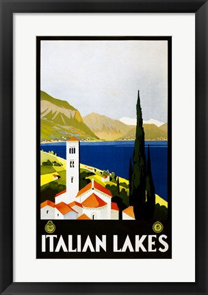 Italian Lakes, travel poster, 1930