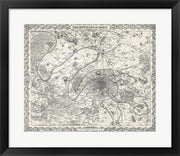 1855 City Plan of Paris, France