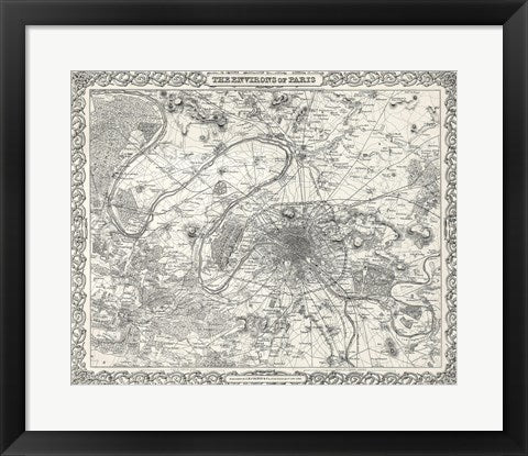 1855 City Plan of Paris, France