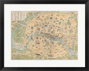 1890 Guilmin Map of Paris, France with Monuments