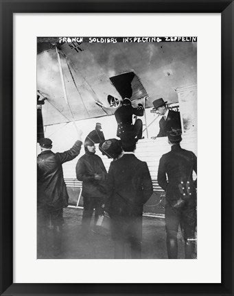 French soldiers inspecting Zeppelin