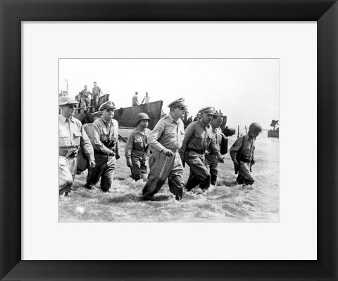 Gen. Douglas MacArthur Wades Ashore During Initial Landings at Leyte, Philippine Islands