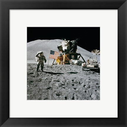 Apollo 15 Lunar Module Pilot James Irwin Salutes the U.S. Flag